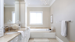 Bathroom tub sink window chandelier - a bathroom free wallpaper