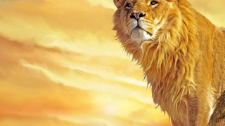 Lion rock sunset clouds sky - digital painting free wallpaper