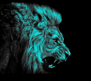 Lion mouth open glowing green - its mouth free wallpaper