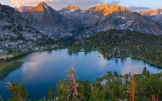 Lake mountains forest sky water 2 - ansel adams free wallpaper