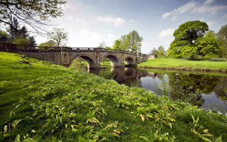 Bridge river greenfield hill landscape - a bridge over a river free wallpaper