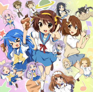 Anime girls poses expressions group - an anime drawing free wallpaper