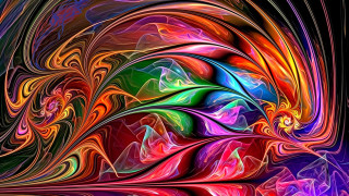Colorful abstract swirly black glow - vibrant color line free wallpaper