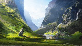 Valley river mountains sky forest - christophe vacher free wallpaper