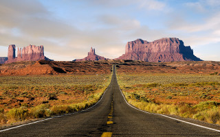 Mountain road cityscape sunset cloudy - a long road free wallpaper