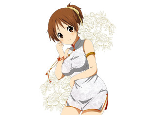 Woman short dress flower necklace - fine free wallpaper