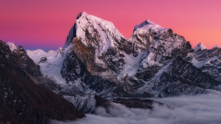 Mountain range sunset pink purple - a pink sky above free wallpaper