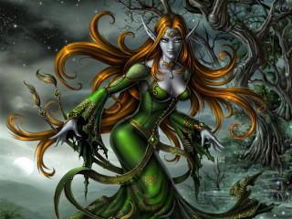 Green dress forest snake fantasy - elden ring free wallpaper