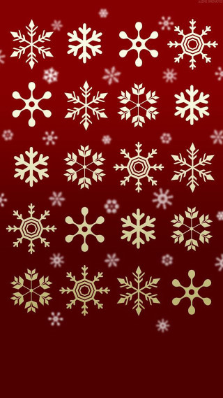 Red background white snowflakes repeated - free winter wallpaper