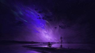 Purple sky light bike magic - the side of the road free wallpaper