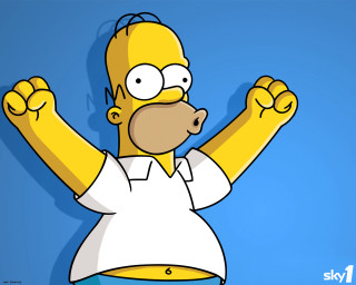 Cartoon happy duck blue background - lowbrow free wallpaper