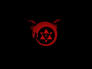 Red black demon logo head - the back of it free wallpaper