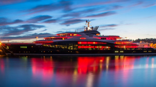 Large boat docked night colorful - rich free wallpaper