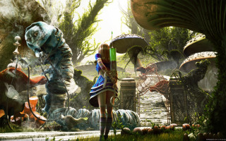 Futuristic forest woman strange creature - strange free wallpaper