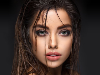 Wet hair blue eyes portrait - wet hair free wallpaper