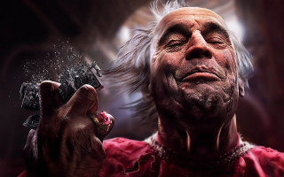 Weird hair man phone looking - digital painting free wallpaper