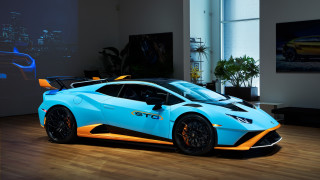 Blue sports car wooden floor - a blue sports car free wallpaper for desktop