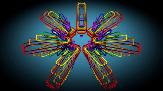 Cellphone colorful clips abstract sculpture - neon free wallpaper