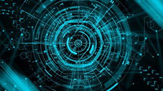 Blue abstract circular cybernetics magic 3 - cybernetic free wallpaper
