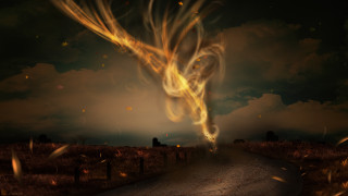 Fire swirl dusk mountain embers - a fence free wallpaper
