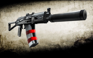 Red white stripe barrel gun - artistic free wallpaper