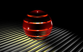 Red object on black surface - computer art free wallpaper