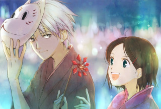 Anime couple blue sky cat - visual art free wallpaper