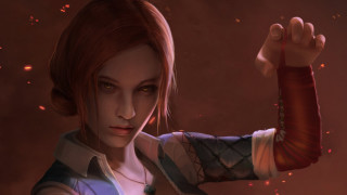 Eve ryder red hair white - a white shirt holding free wallpaper