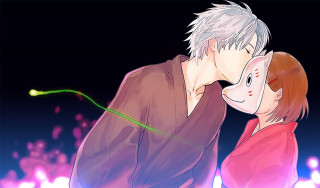 Couple kissing neon background green - furry free wallpaper