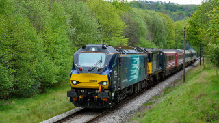Train woods mountains cloudy day - a train free wallpaper