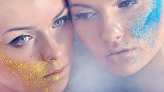 Blue yellow makeup glitter holography - gold glitter free wallpaper