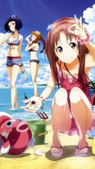 Women beach water pink pig - aimitsu free wallpaper