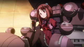 Woman red suit giant robot - mecha free wallpaper