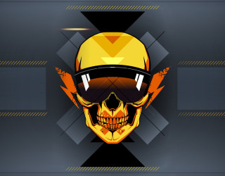 Yellow helmet skull flames triangle - a yellow triangle free wallpaper