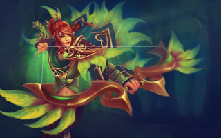 Woman bow arrow green gold - a gold ribbon free wallpaper