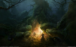 Dark forest fire fantasy matte - elden ring free wallpaper