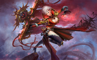 Woman red outfit sword bird - a sword and a bird free wallpaper