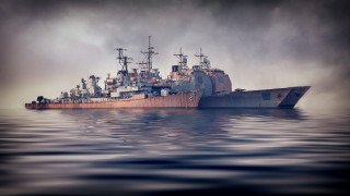 Large ship ocean sunset military - donald sherwood free wallpaper