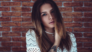 Woman tattoo brick wall fashion - her chin free wallpaper