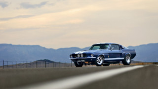 Blue mustang road mountains fence - f 8 aperture free wallpaper