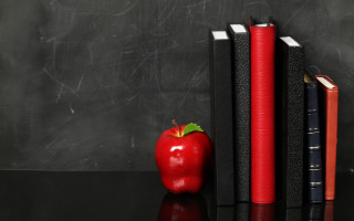 Red apple books chalkboard storybook - a stack of books free wallpaper