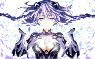 Purple haired magical girl winged - her chest free wallpaper