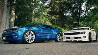 Two cars parked road nature - the other free wallpaper