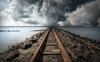 Train water clouds bridge mountain - cloud above free wallpaper