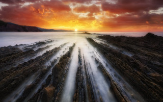 Sunset rocky beach water rocks - arthur b. carles free wallpaper
