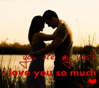 Couple hugging lake you are - lyco art free wallpaper