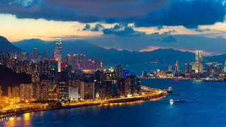 City skyline night river mountains 2 - a river free wallpaper for desktop