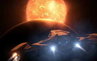 Sci fi spaceship sun space - a distant object in the background free wallpaper