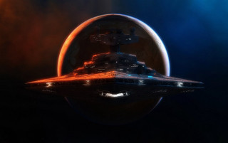 Space ship planet red blue - a space ship free wallpaper