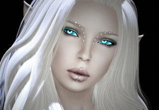 Woman blue eyes nose piercings - white skin free wallpaper